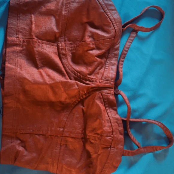 Red Burgundy strapped bustier top. - Picture 2 of 4